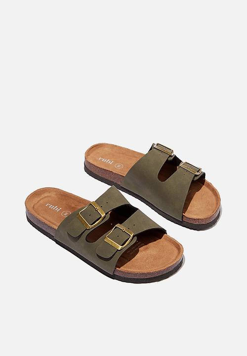 Cotton On - Rex double buckle slide - khaki 