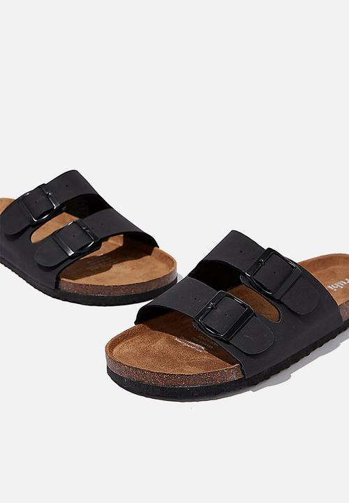 Cotton On - Rex double buckle slide - black 