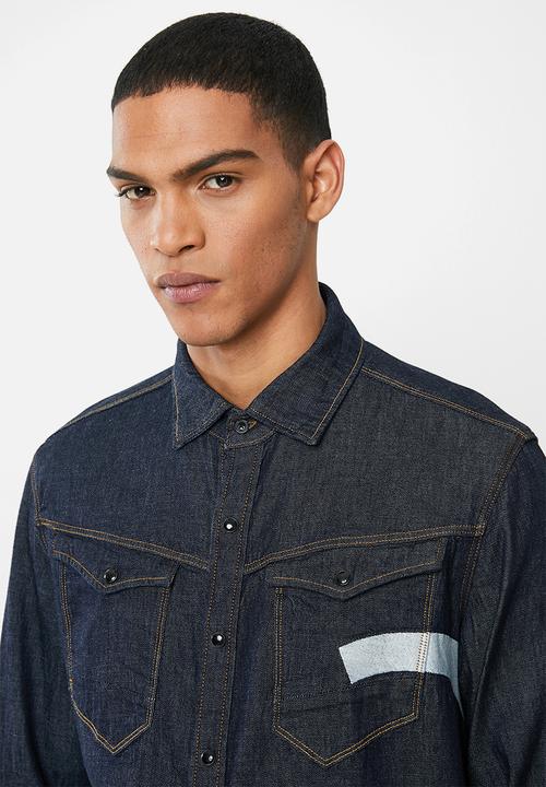 G-STAR - Arc 3d-aw slim long sleeve shirt - rinsed blue