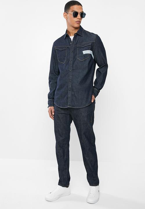 G-STAR - Arc 3d-aw slim long sleeve shirt - rinsed blue