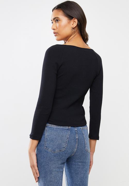 Superbalist - Stretch rib drawcord tee - black