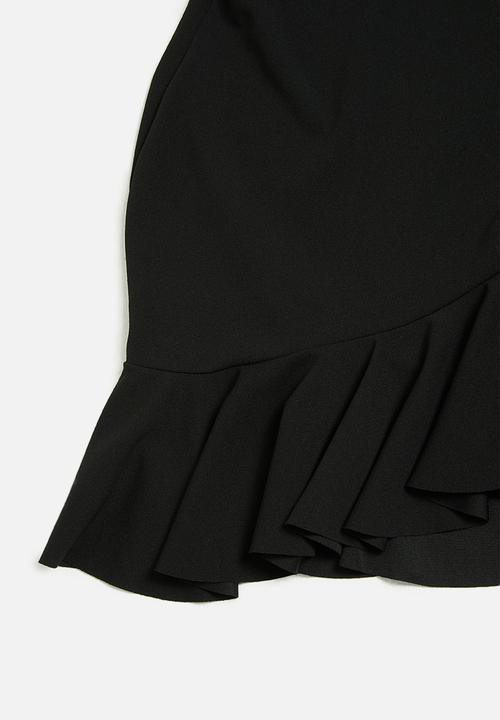 Missguided - Petite frill hem strappy bodycon dress - black
