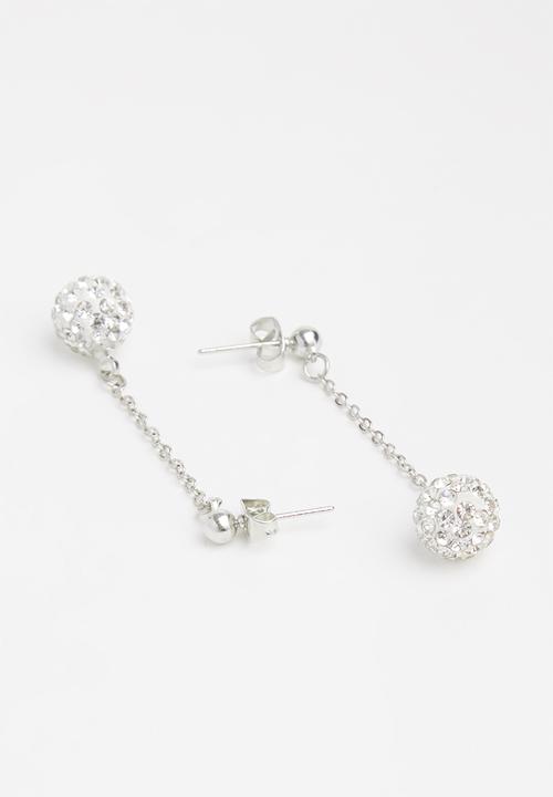 Superbalist - Diamante drop earrings - silver