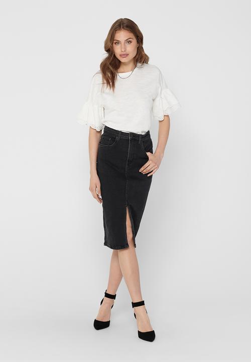 Jacqueline de Yong - Lightning denim skirt - black