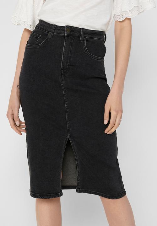 Jacqueline de Yong - Lightning denim skirt - black