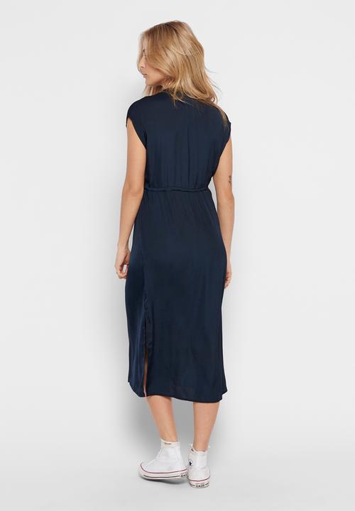Jacqueline de Yong - Sheela short sleeve long shirt dress - navy 