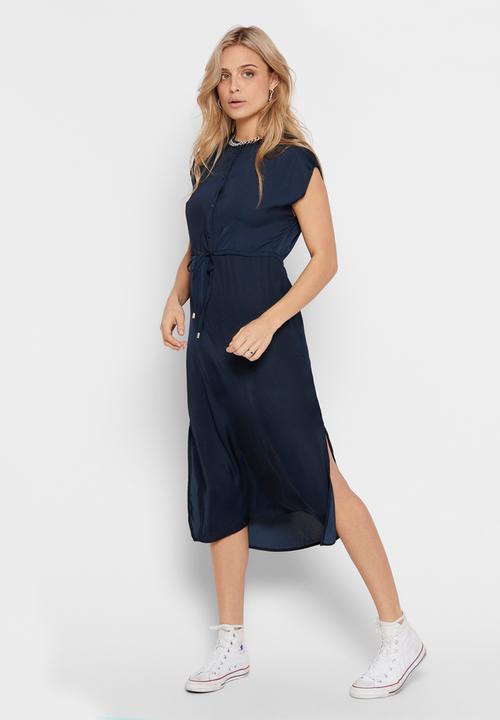 Jacqueline de Yong - Sheela short sleeve long shirt dress - navy 