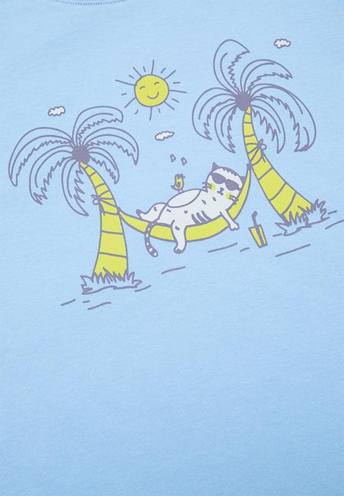 Pop Candy - Boys tee & pants pj set - sky blue & denim