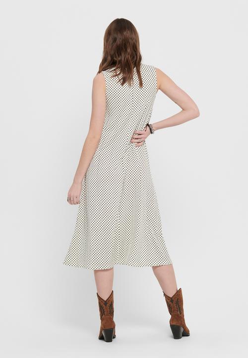 Jacqueline de Yong - Fiona short sleeve dress - beige & black 