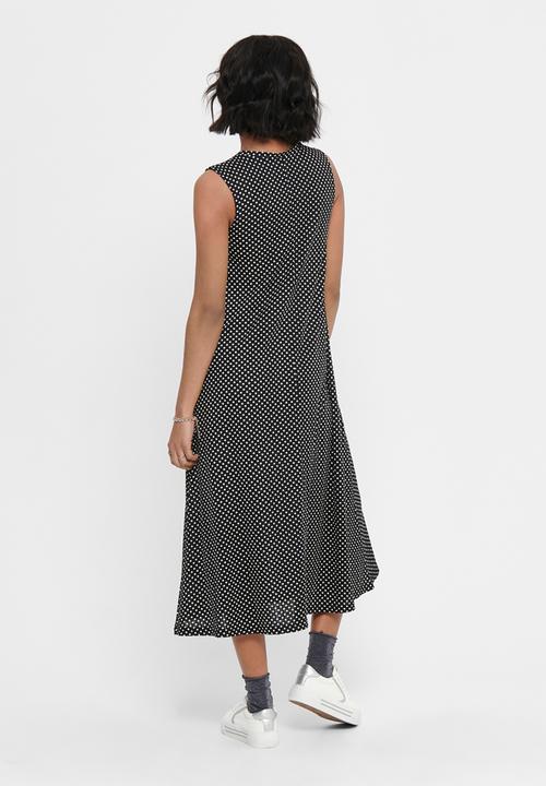 Jacqueline de Yong - Fiona short sleeve dress - black & beige 