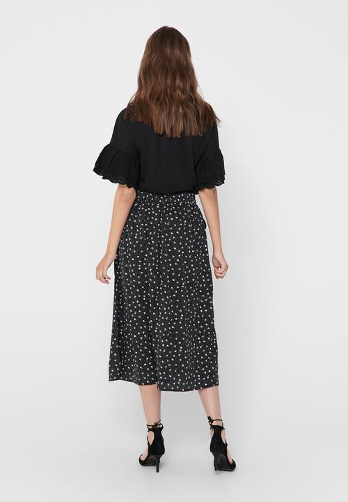 Jacqueline de Yong - Below the knee pocket skirt - black & white 