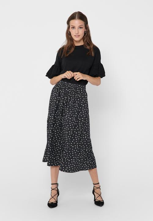 Jacqueline de Yong - Below the knee pocket skirt - black & white 