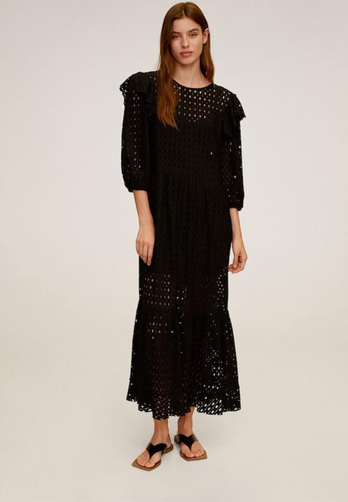 mango ruffled openwork dress
