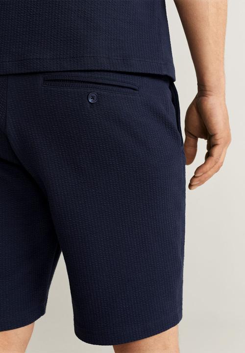 MANGO - Bermuda neon shorts - navy