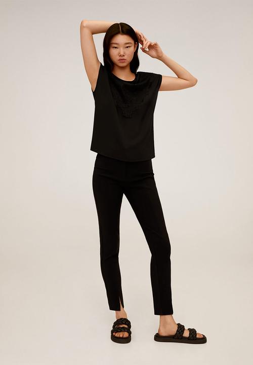 MANGO - T-shirt blonde - black