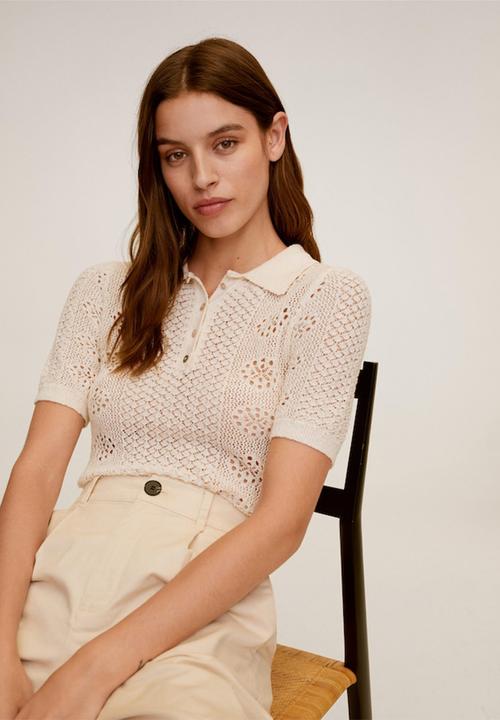 MANGO - Dama polo shirt - light beige