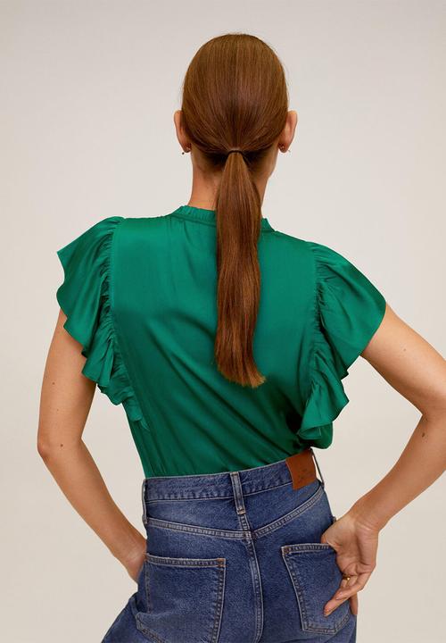 MANGO - Blouse fulplit - green