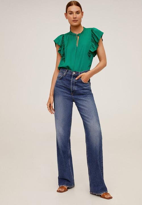 MANGO - Blouse fulplit - green