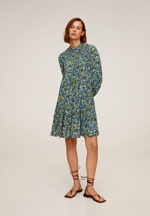 MANGO - Dress valen - blue & green 