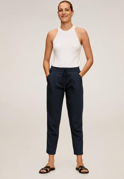 MANGO - Fluido trousers - navy