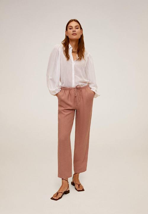 MANGO - Trousers linen - pink