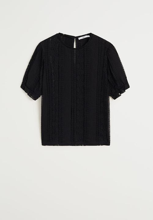 MANGO - T-shirt bima - black