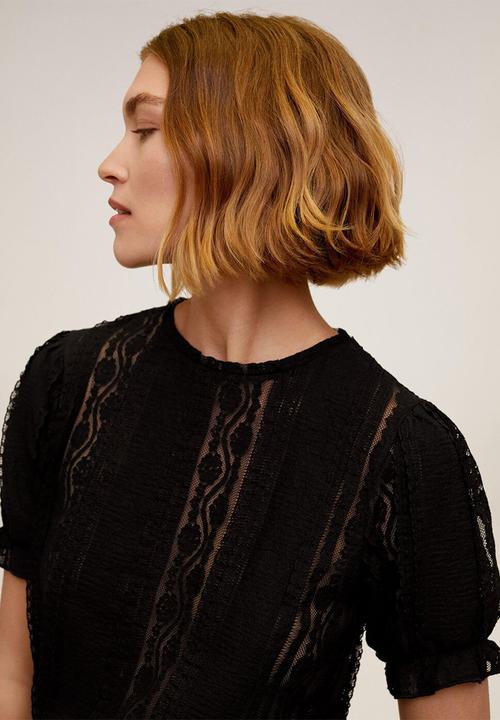 MANGO - T-shirt bima - black