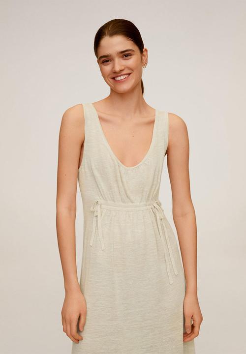 MANGO - Linen dress- white