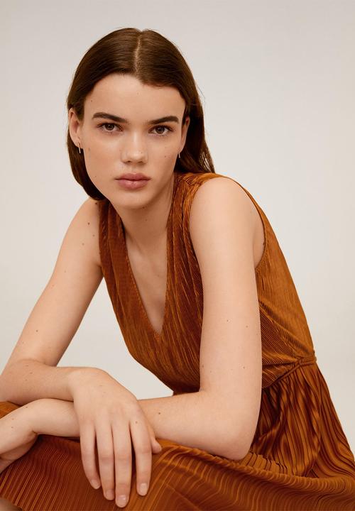 MANGO - Plet dress - bronze