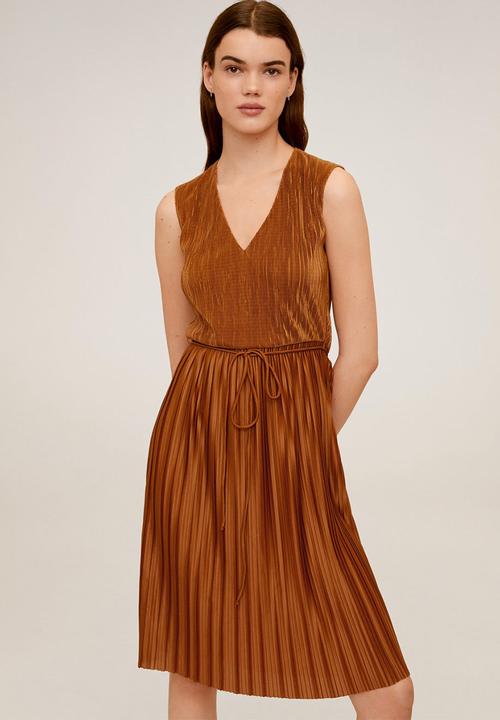 MANGO - Plet dress - bronze