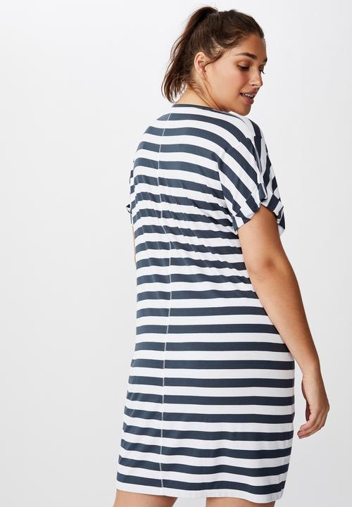 Cotton On - Curve sleep recovery cap sleeve nightie - thick stripe/iron