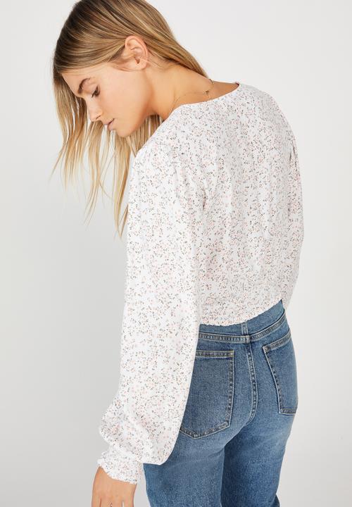 Cotton On - Vintage long sleeve wrap blouse - maya ditsy canyon clay