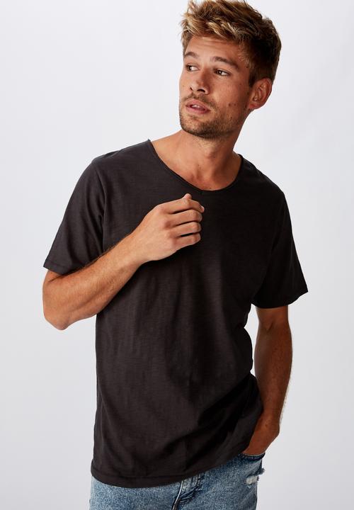 Cotton On - Slub v-neck tee - washed black