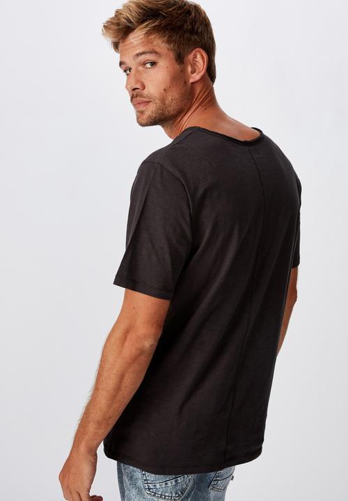 Cotton On - Slub v-neck tee - washed black