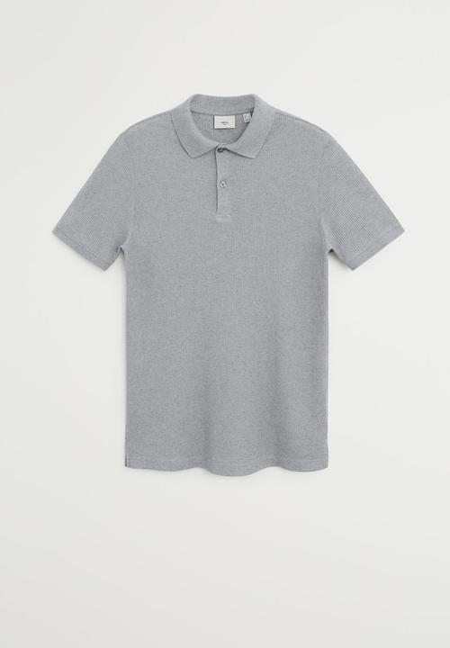 MANGO - Gofre polo shirt - grey
