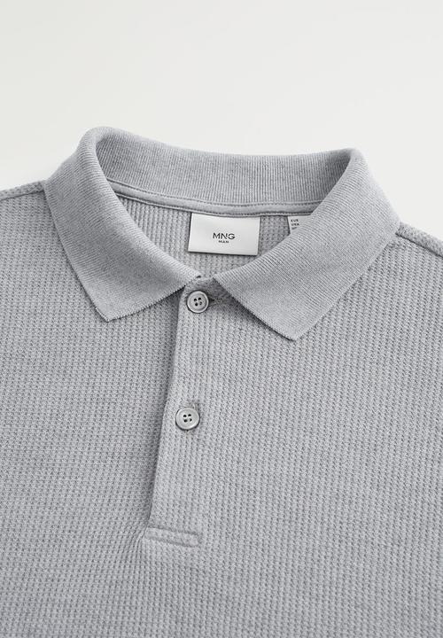 MANGO - Gofre polo shirt - grey