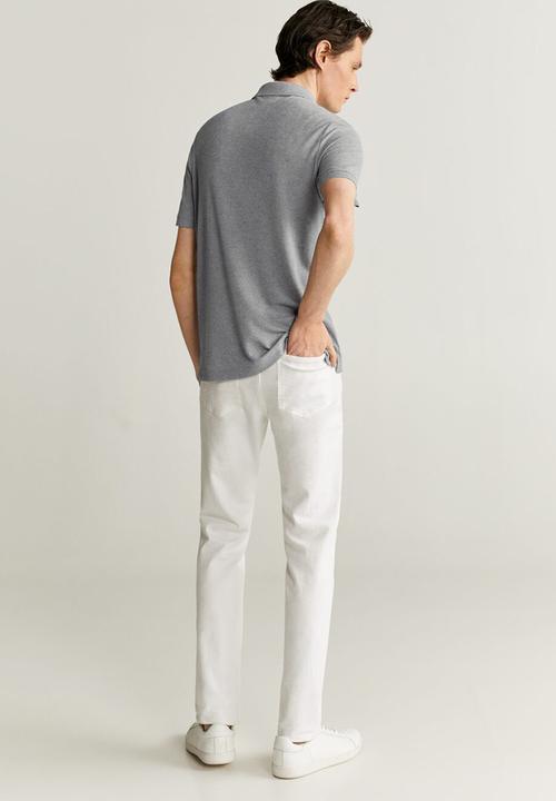 MANGO - Gofre polo shirt - grey