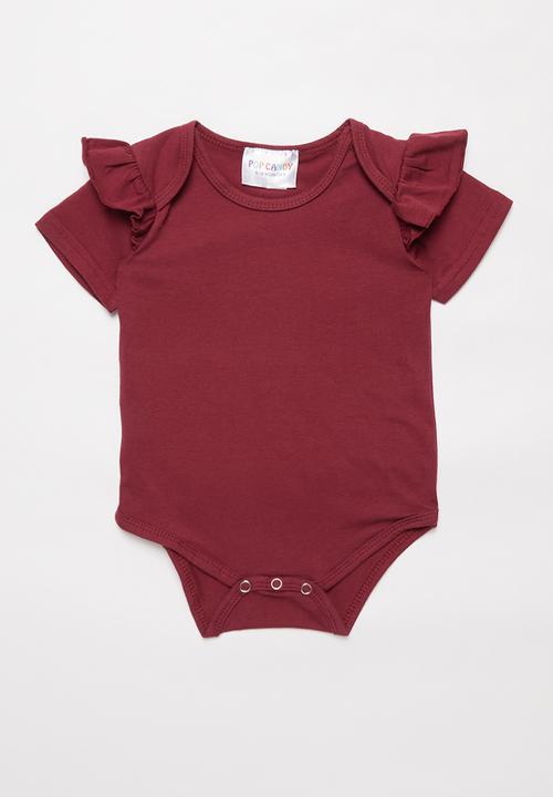 burgundy baby grow