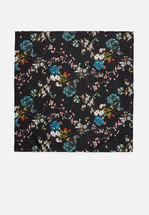 Superbalist - Square floral print neckerchief - black