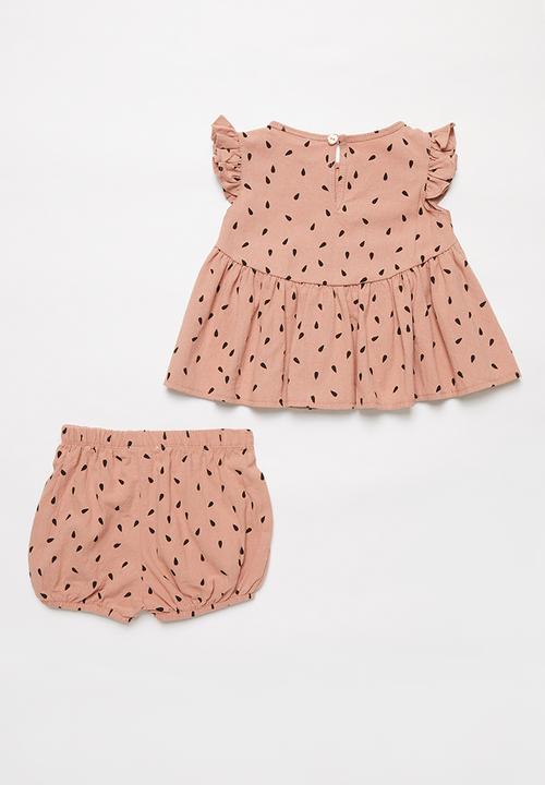 Pop Candy - Girls dress & shorts set - pink & black