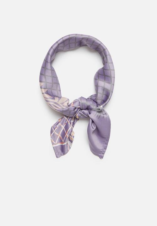 Superbalist - Square  leaf printed neckercheif - purple