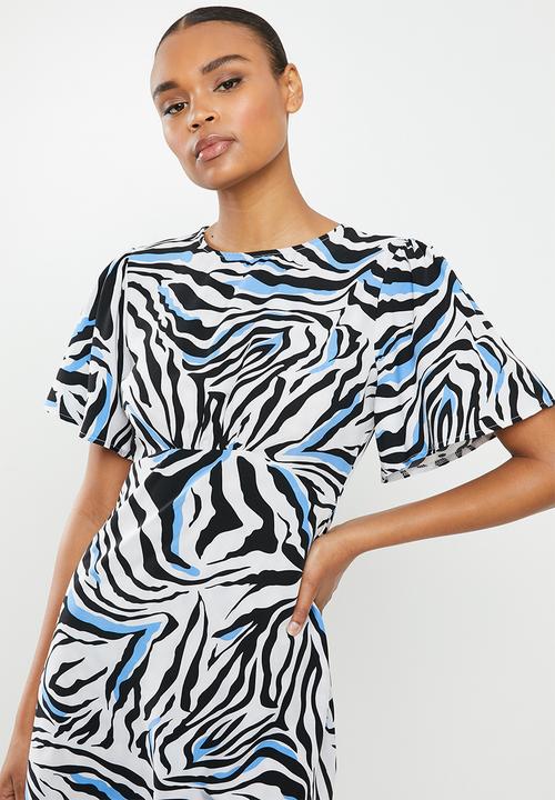 Missguided - Flutter sleeve skater dress short sleeve zebra - multi 