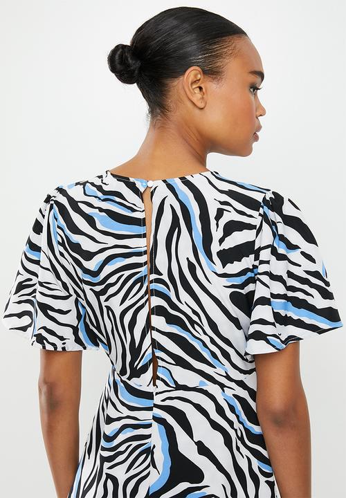 Missguided - Flutter sleeve skater dress short sleeve zebra - multi 