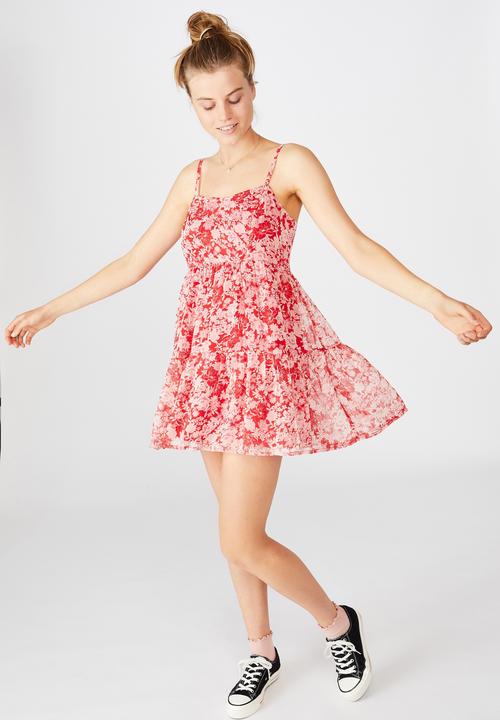 Cotton On - Woven jordy ruffle mini dress - pink 
