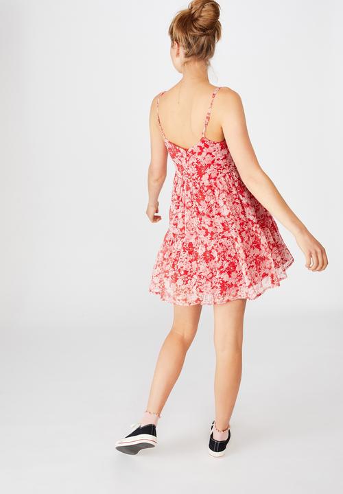 Cotton On - Woven jordy ruffle mini dress - pink 
