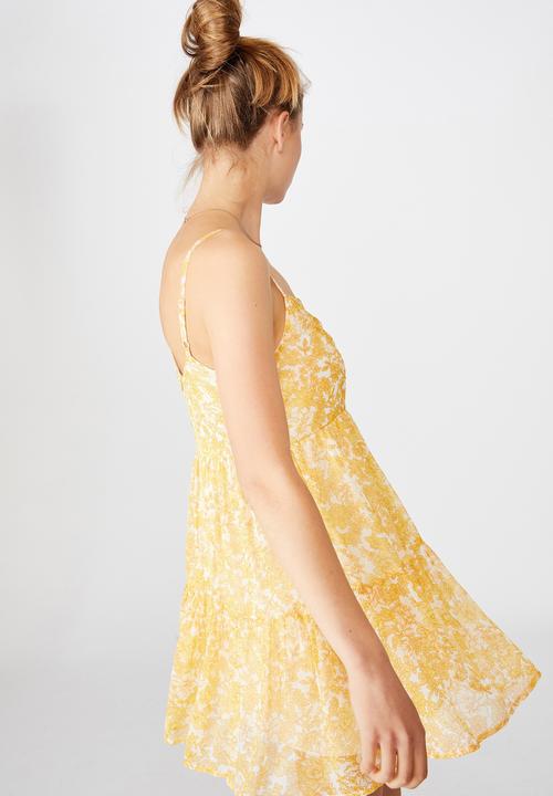 Cotton On - Woven jordy ruffle mini dress - yellow 