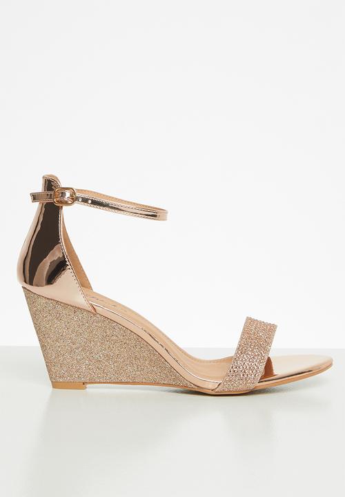 rose gold wedge shoes