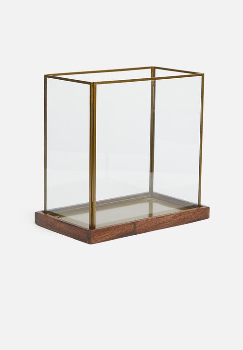H&S - Rectangular glass lantern - brass antique gold