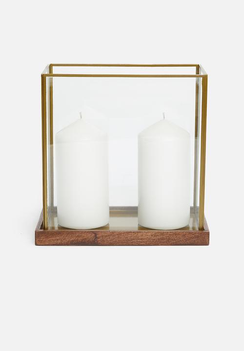 H&S - Rectangular glass lantern - brass antique gold