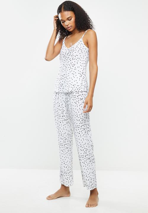 Superbalist - Sleep cami & pants set - white & black 